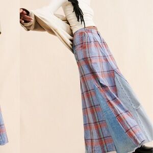 Nuuly Plaid Skirt - Maxi - Denim - Gently Used, excellent condition - MSRP $300